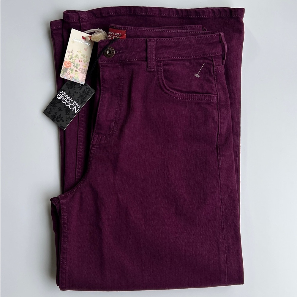 Johnny Was Purple Mademoiselle Wide Leg Jean Size 28 - Picture 10 of 15